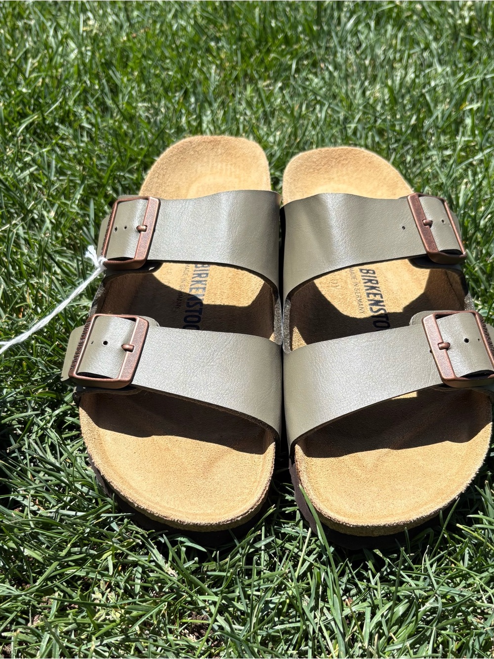 Birkenstock Arizona Sandals Stone Birki Flor size 41 9.5/10 New in Box - Picture 3 of 7